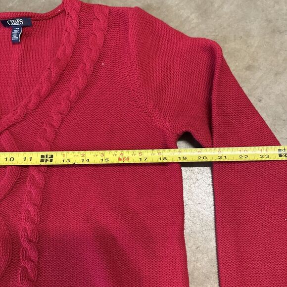 CHAPS Ralph Lauren Womens V-Neck Cotton Cable Knit Academia Sweater Fisherman - Picture 7 of 8